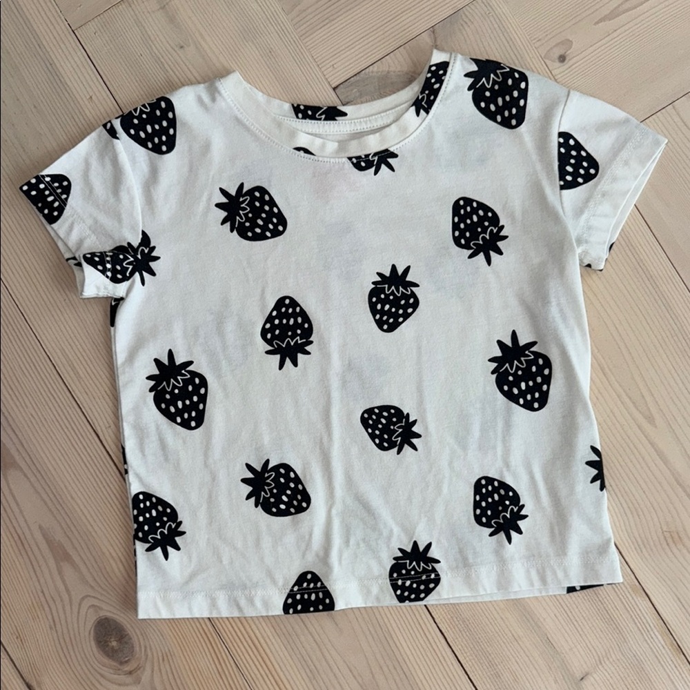 Cat & Jack Black and White Strawberry Print Tee